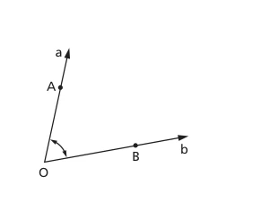Figura de referência do FME 3 mostrando um ângulo com vértice O e lados OA e OB.